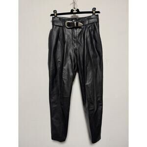 Vintage Prisma Collection Pants Womens 6 Black Leather High Rise Belted 90s